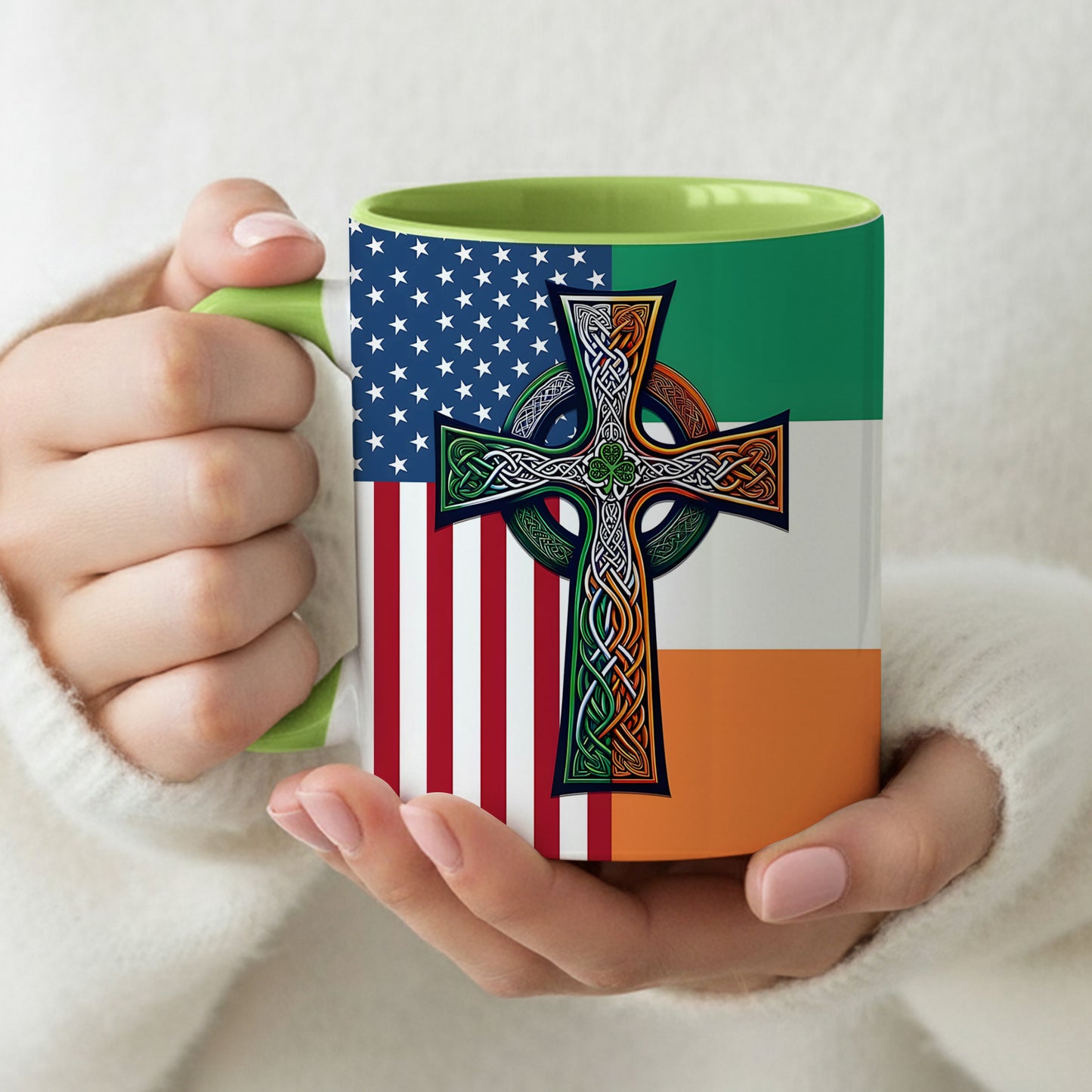 Irish-American Celtic Cross Accent Mug