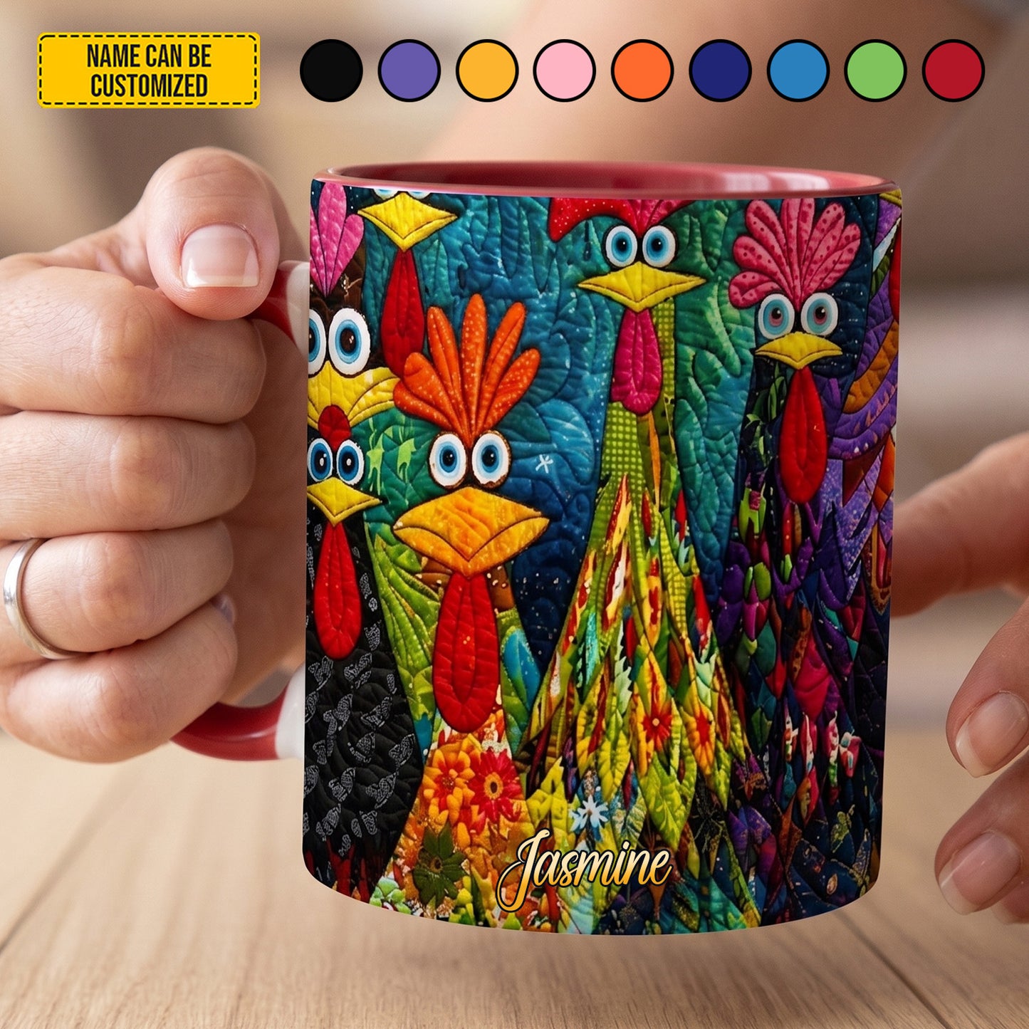 Personalized Crazy Chicken Accent Mug