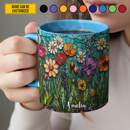 Beautiful Stained Glass Wildflower - Personalized Accent Mug