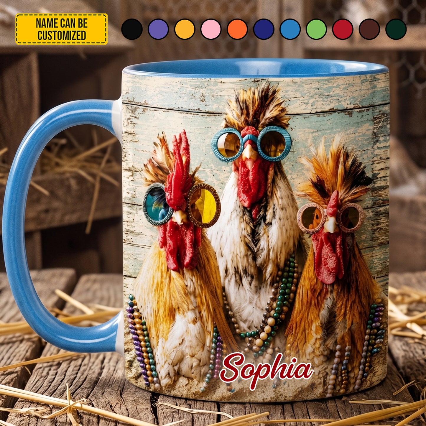 Personalized Funny Chicken Accent Mug