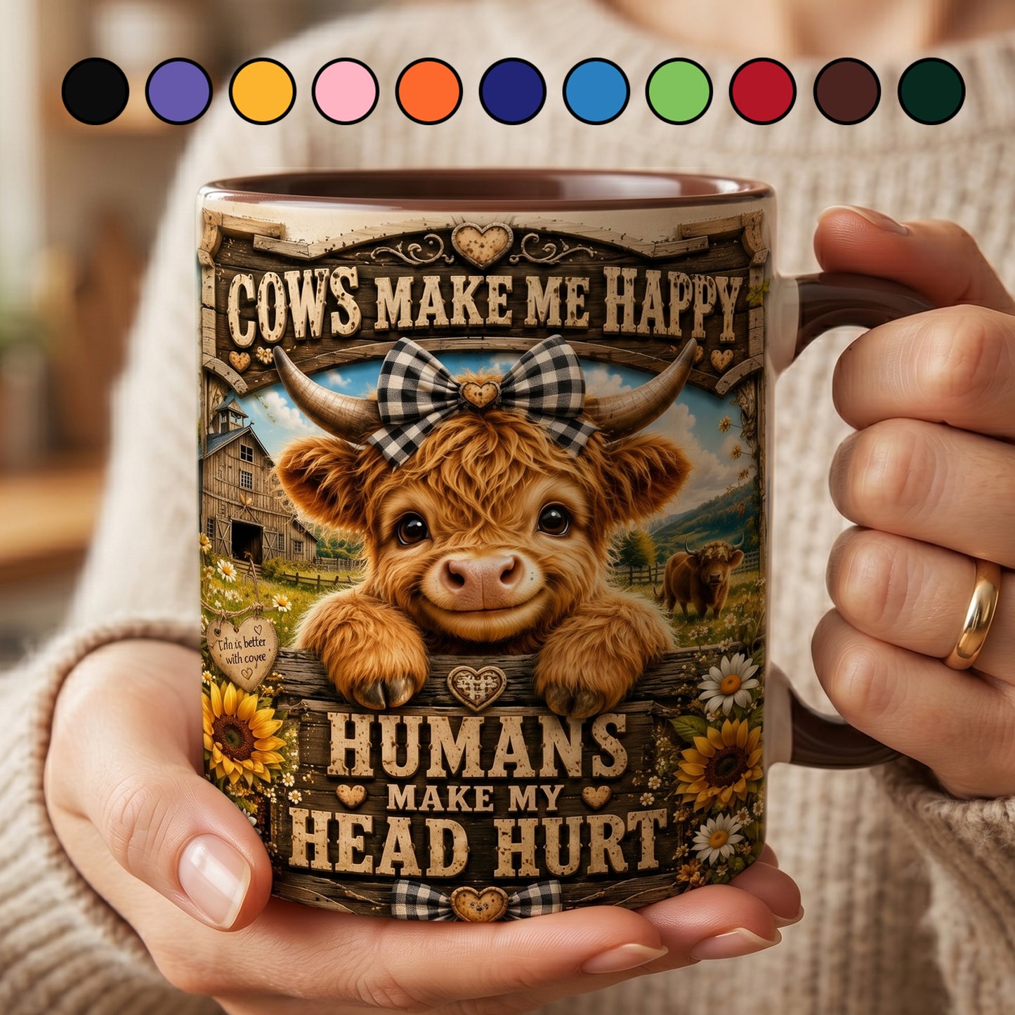 Cows Make Me Happy - Personalized Cow Accent Mug