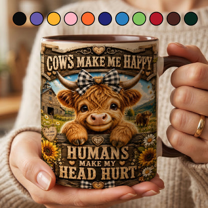 Cows Make Me Happy - Personalized Cow Accent Mug