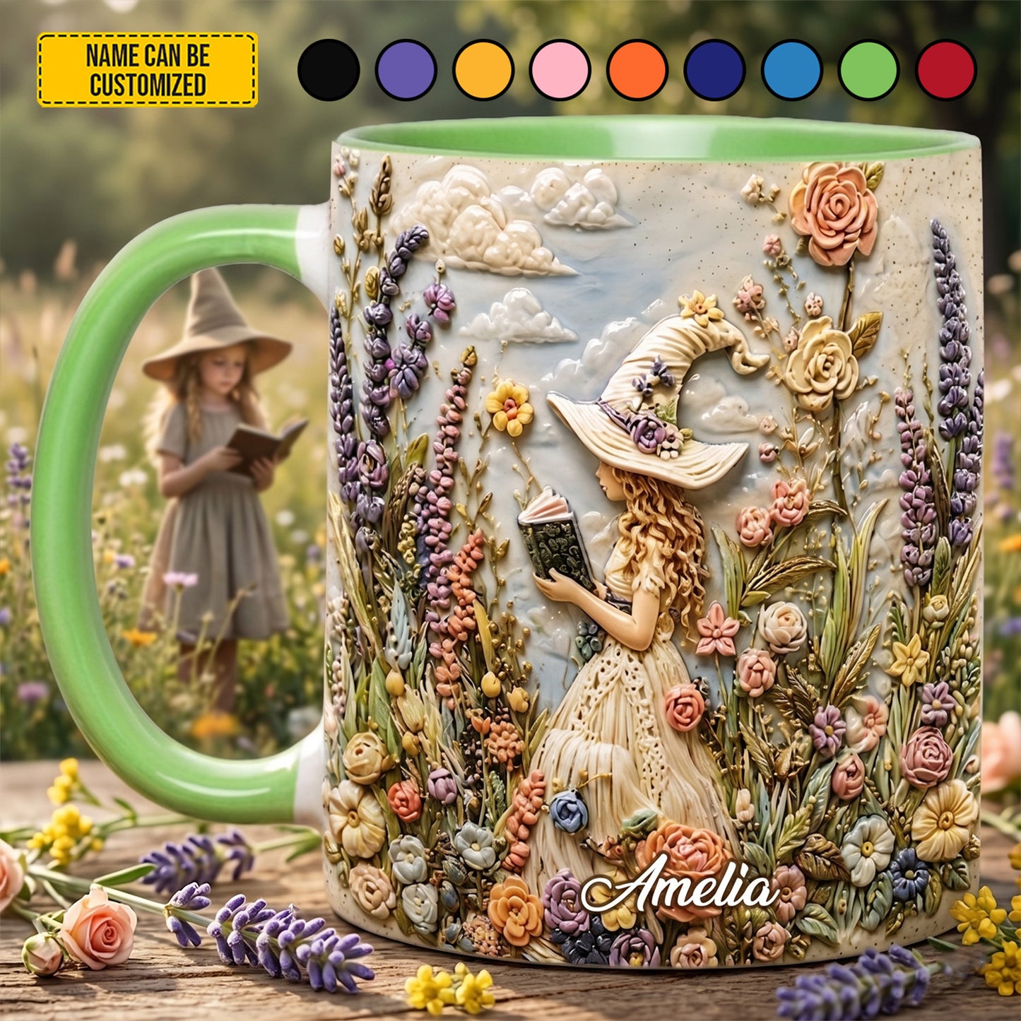 Beautiful Witch Flowers - Personalized Witch Accent Mug