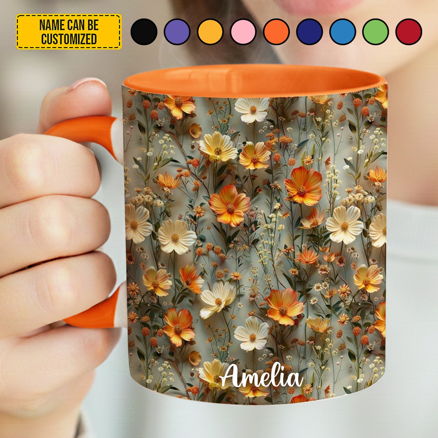 Personalized Wildflowers Accent Mug