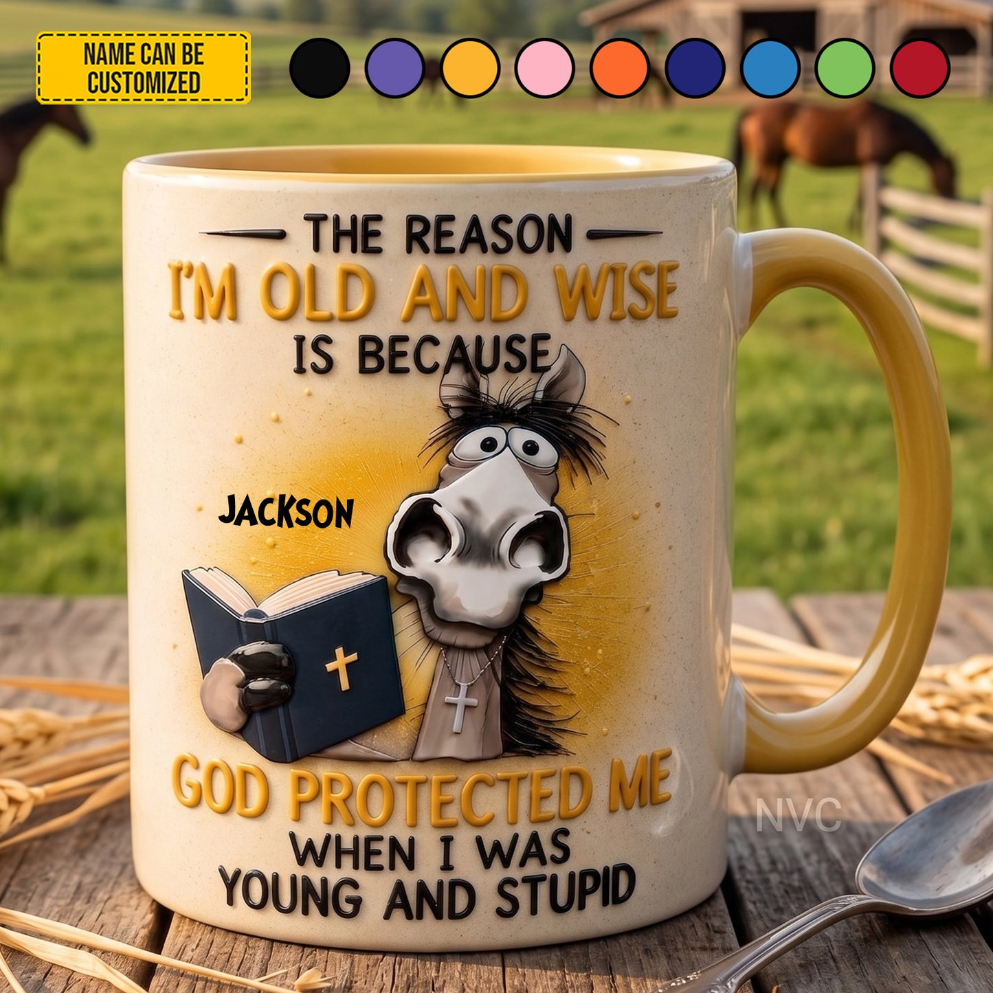 Protected By Grace – Personalized Horse Accent Mug