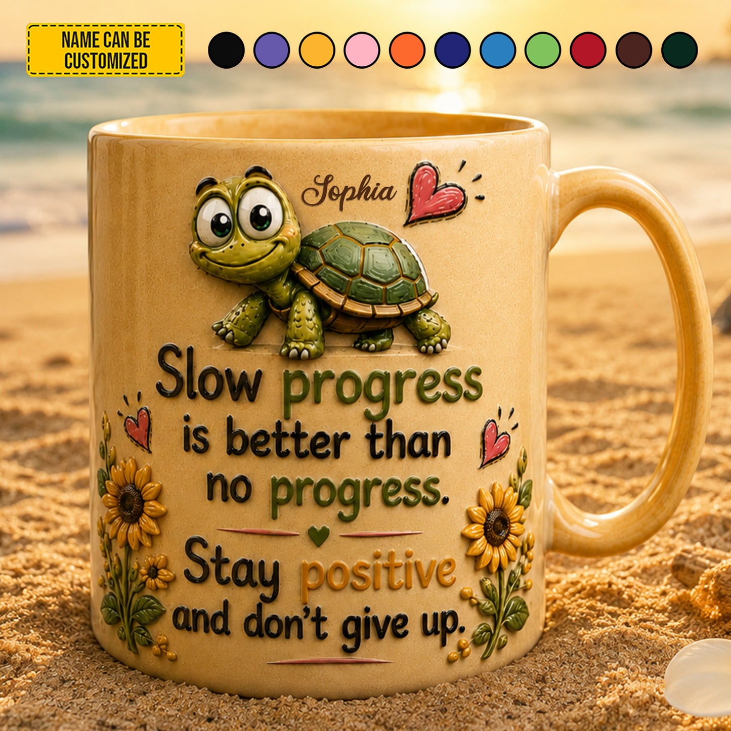 Personalized Turtle Motivational Accent Mug