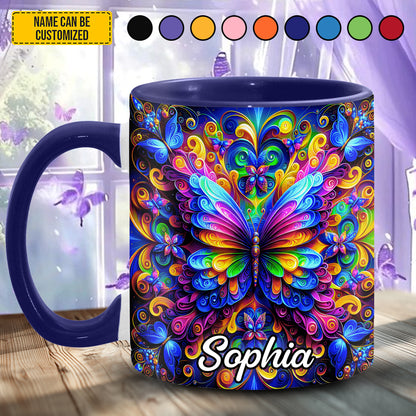 Colorful Butterflies - Personalized Butterfly Accent Mug