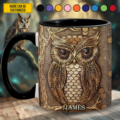 Vintage Owl - Personalized Owl Accent Mug