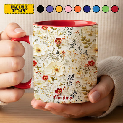 Personalized Colorful Floral Accent Mug