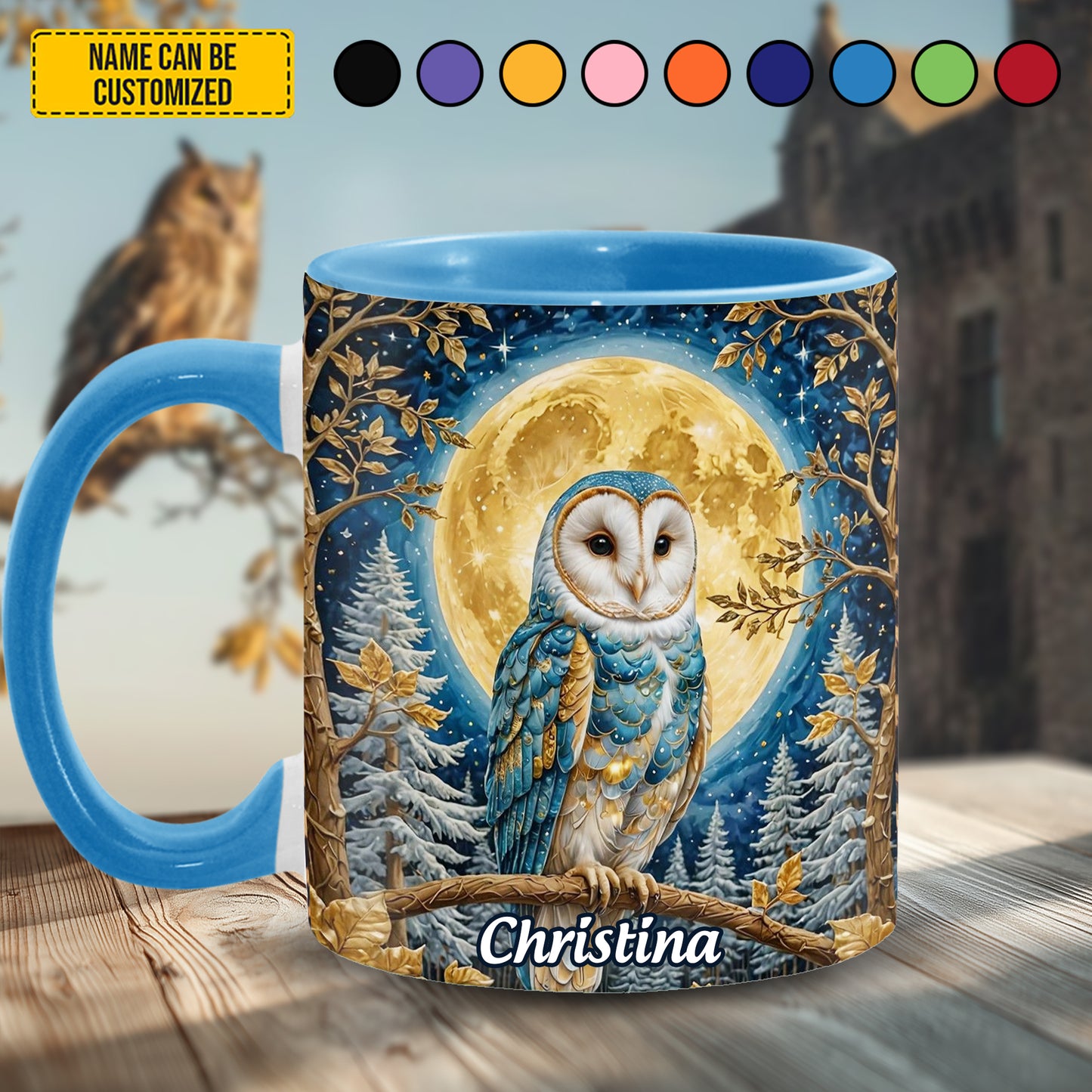 Owl Night Moon - Personalized Owl Accent Mug