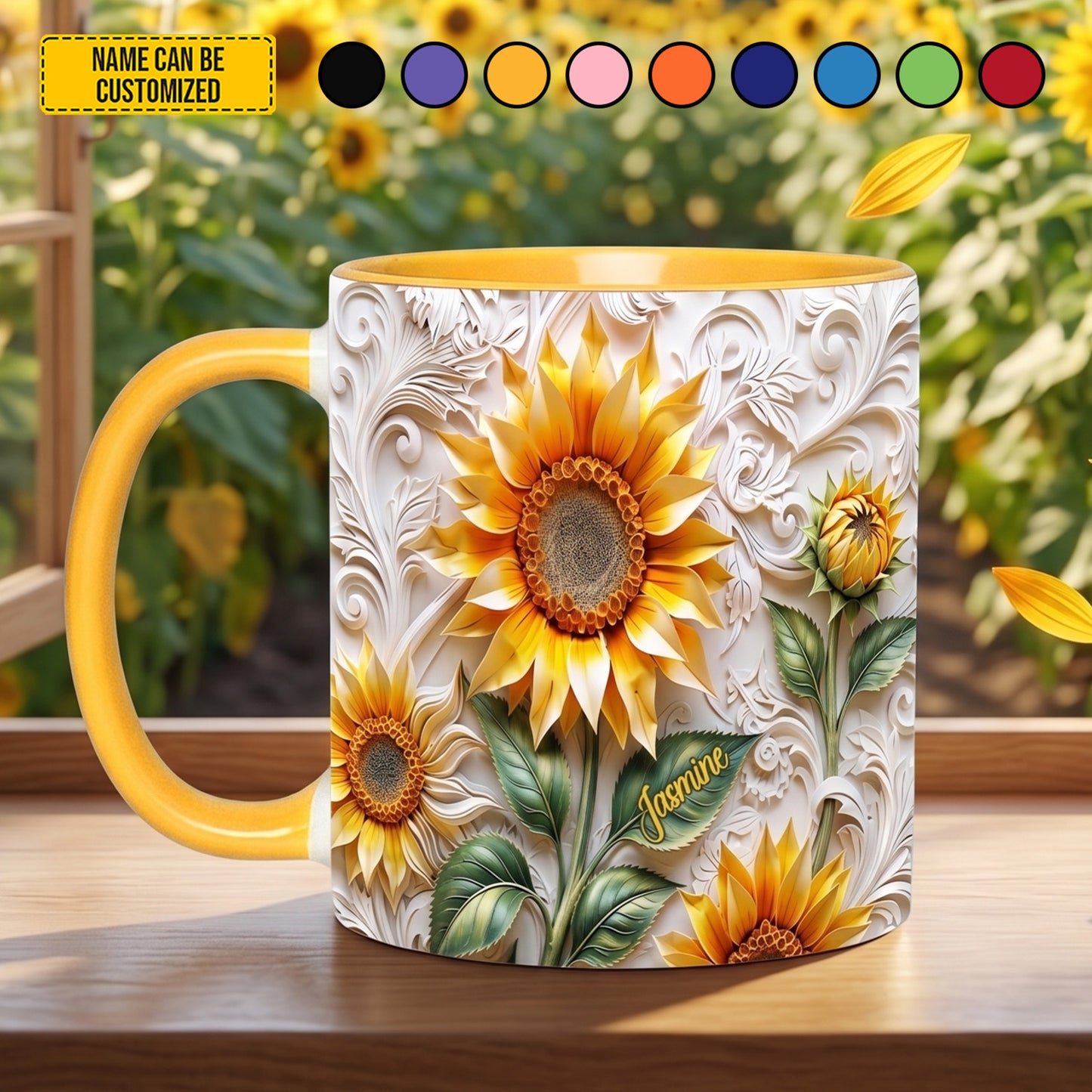 Beautiful Sunflower - Personalized Sunflower Accent Mug