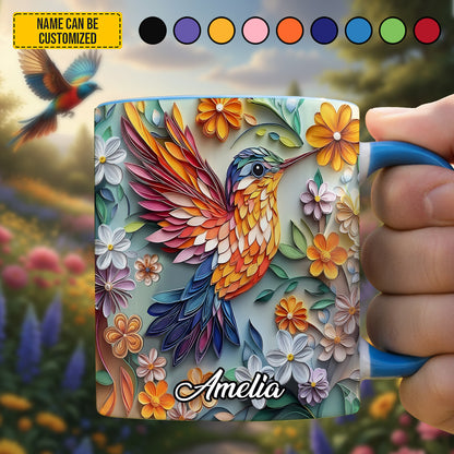 Personalized Colorful Hummingbird Accent Mug