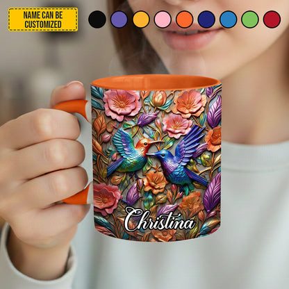 Hummingbird Flowers - Personalized Hummingbird Accent Mug