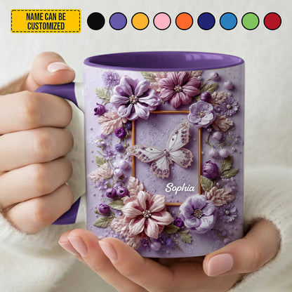 Floral Butterfly - Personalized Butterfly Accent Mug
