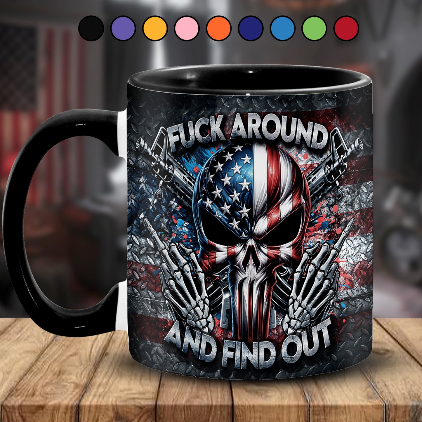Bold Patriotic Skull Accent Mug