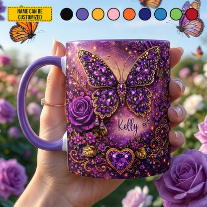 Personalized Sparkle Butterfly Accent Mug