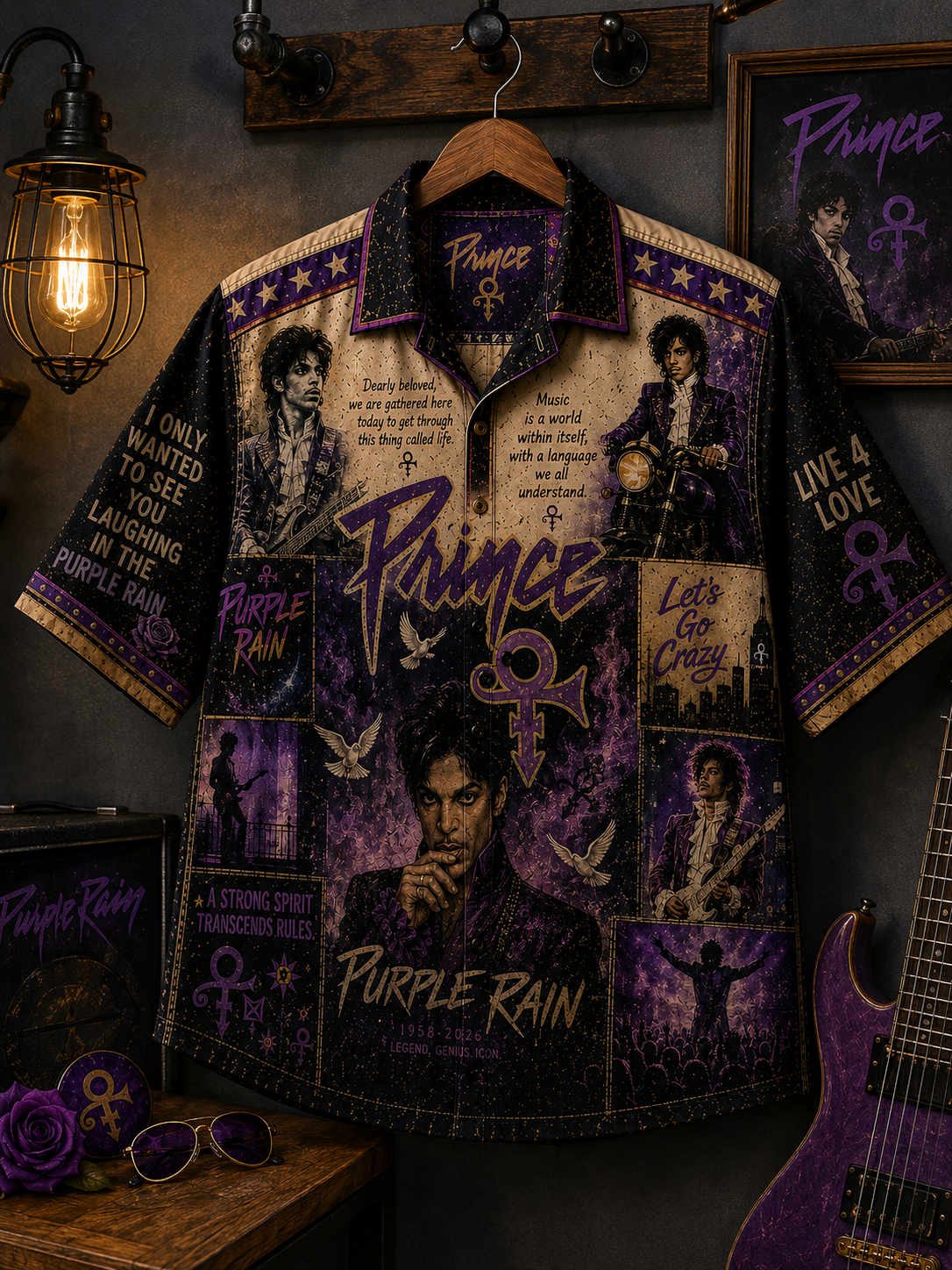 Purple Prince Hawaiian Shirt - Vintage Music Fan Gift