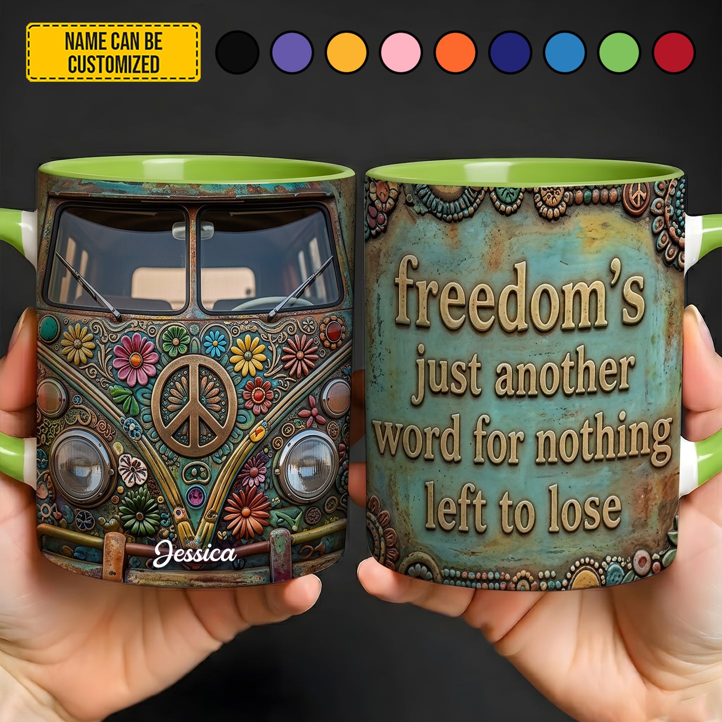 Freedom's Just Another Word - Personalized Hippie Accent Mug