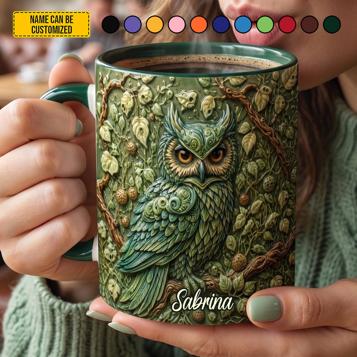 Personalized Forest Owl Accent Mug