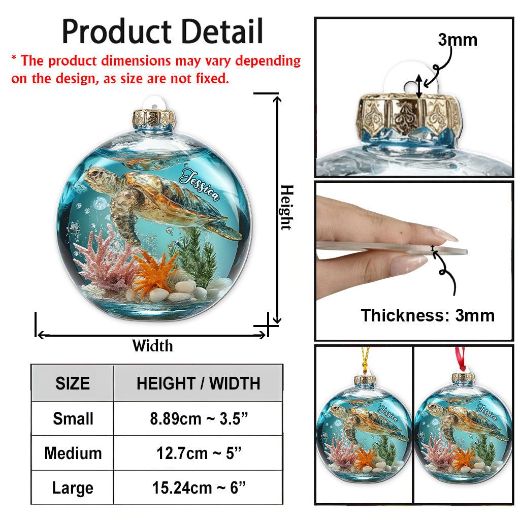 Turtle & Ocean - Personalized Turtle Acrylic Ornament