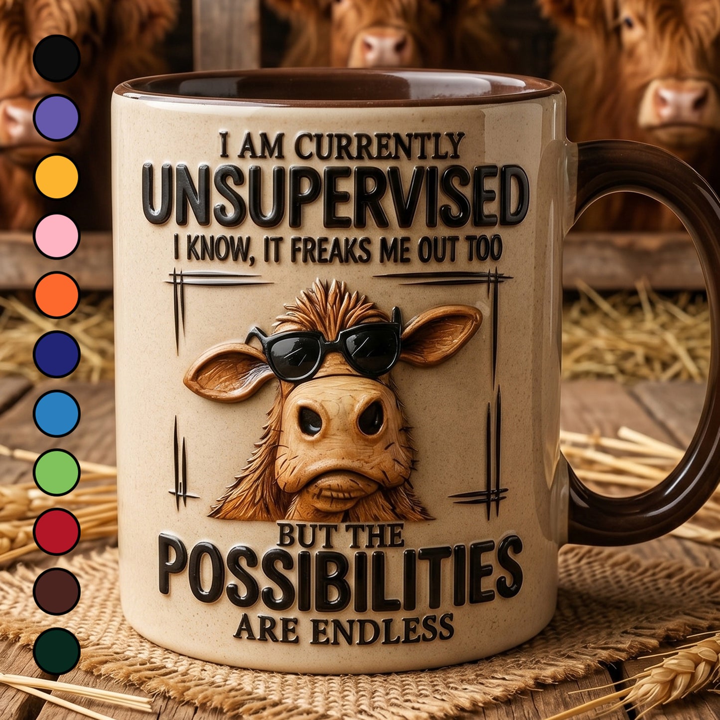 I Am Currently Unsupervised - Personalized Cow Accent Mug