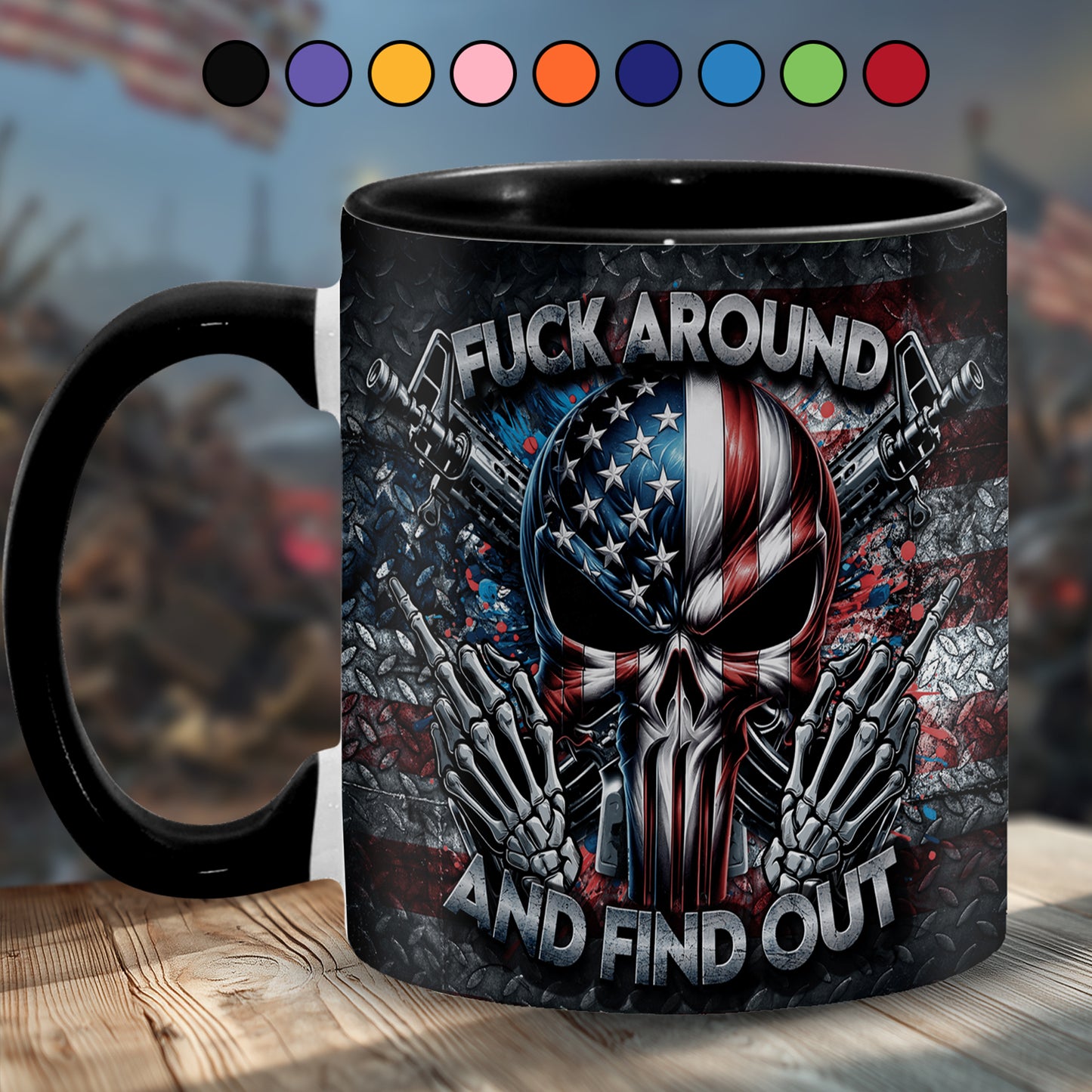 Bold Patriotic Skull Accent Mug