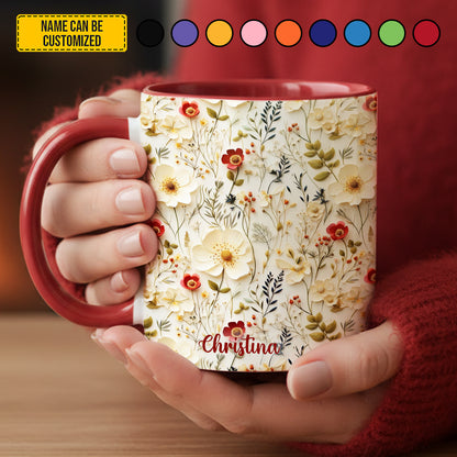 Personalized Colorful Floral Accent Mug