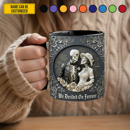Skull Couple - Personalized Couple Accent Mug, Gift For Couple