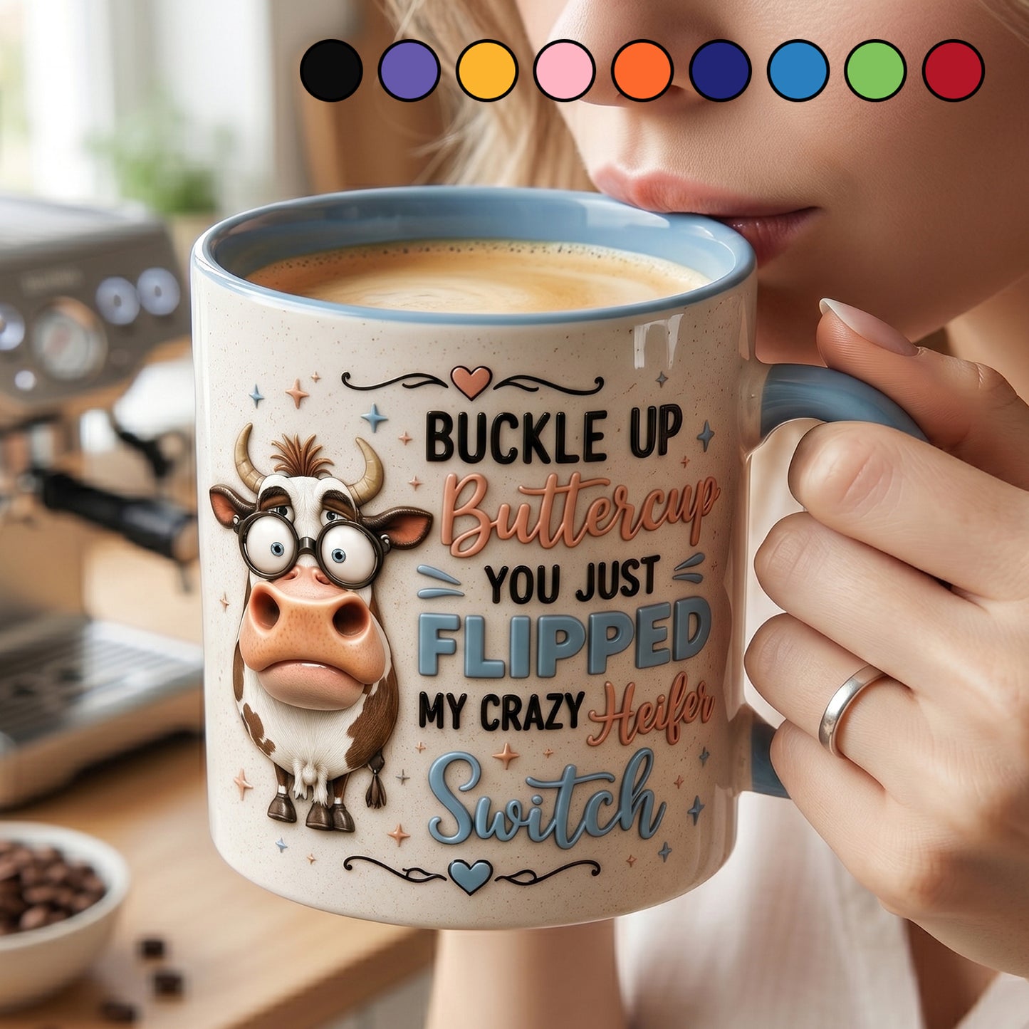 Buckle Up Buttercup - Cow Accent Mug