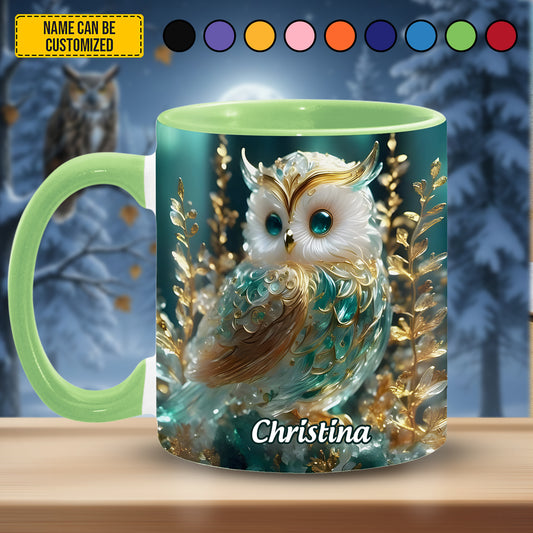 Personalized Sparkle Owl Accent Mug