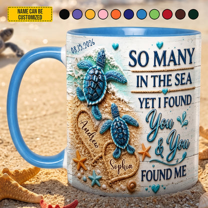 I Found You - Personalized Turtle Couple Accent Mug