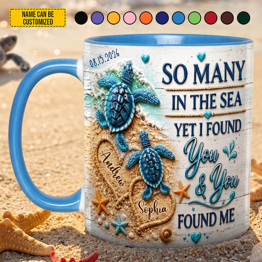 I Found You - Personalized Turtle Couple Accent Mug