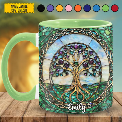 Personalized Tree Of Life Stained Glass Accent Mug