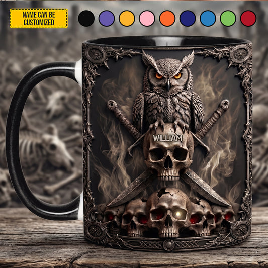 Dark Guardian – Personalized Gothic Owl Accent Mug
