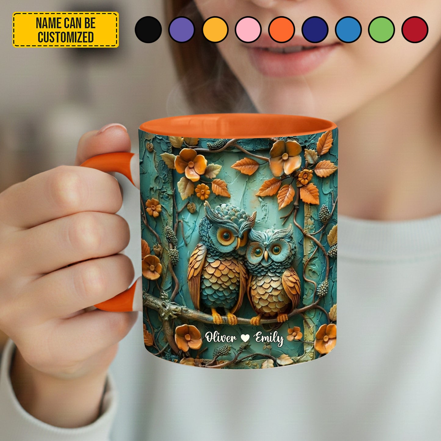 Cute Couple Owl - Personalized Owl Accent Mug