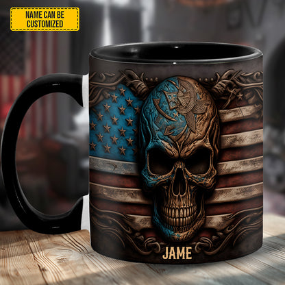 Personalized Patriotic Skull Accent Mug
