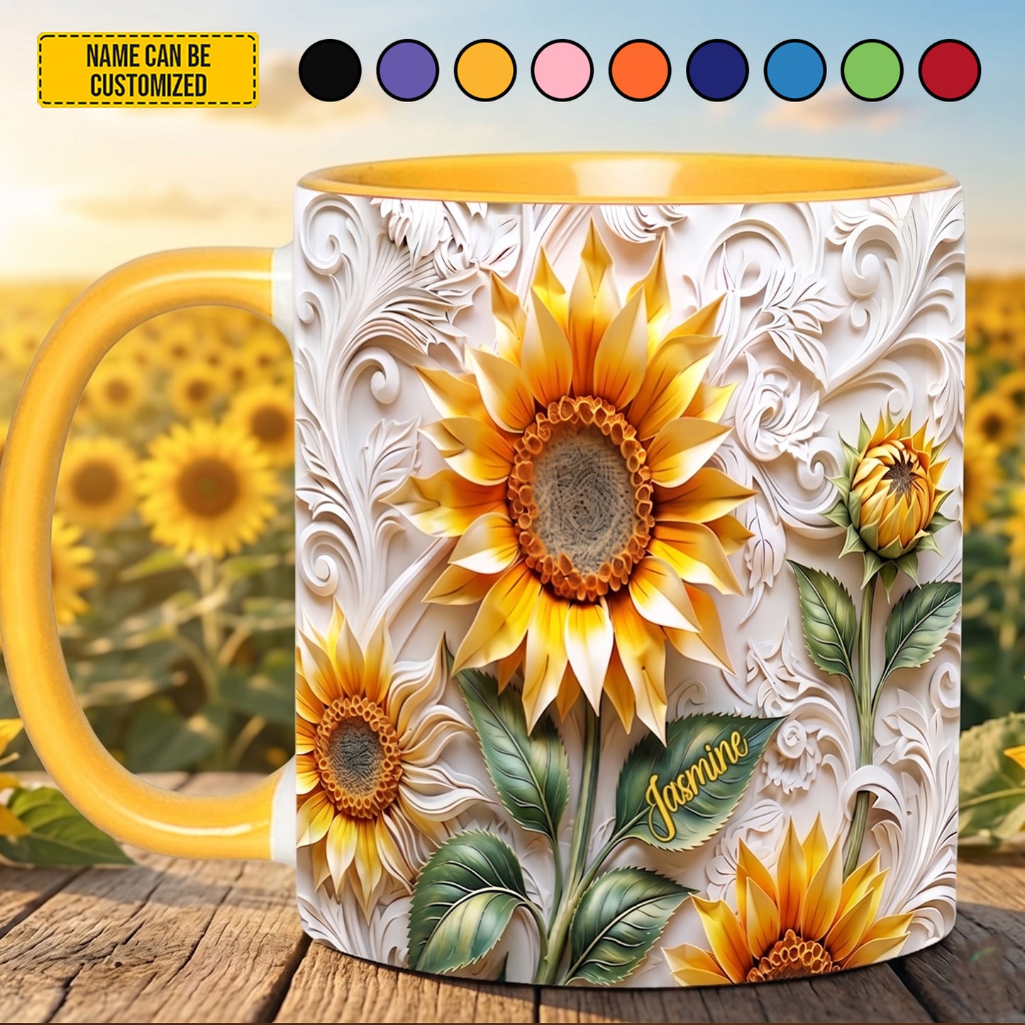 Beautiful Sunflower - Personalized Sunflower Accent Mug