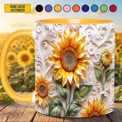 Beautiful Sunflower - Personalized Sunflower Accent Mug