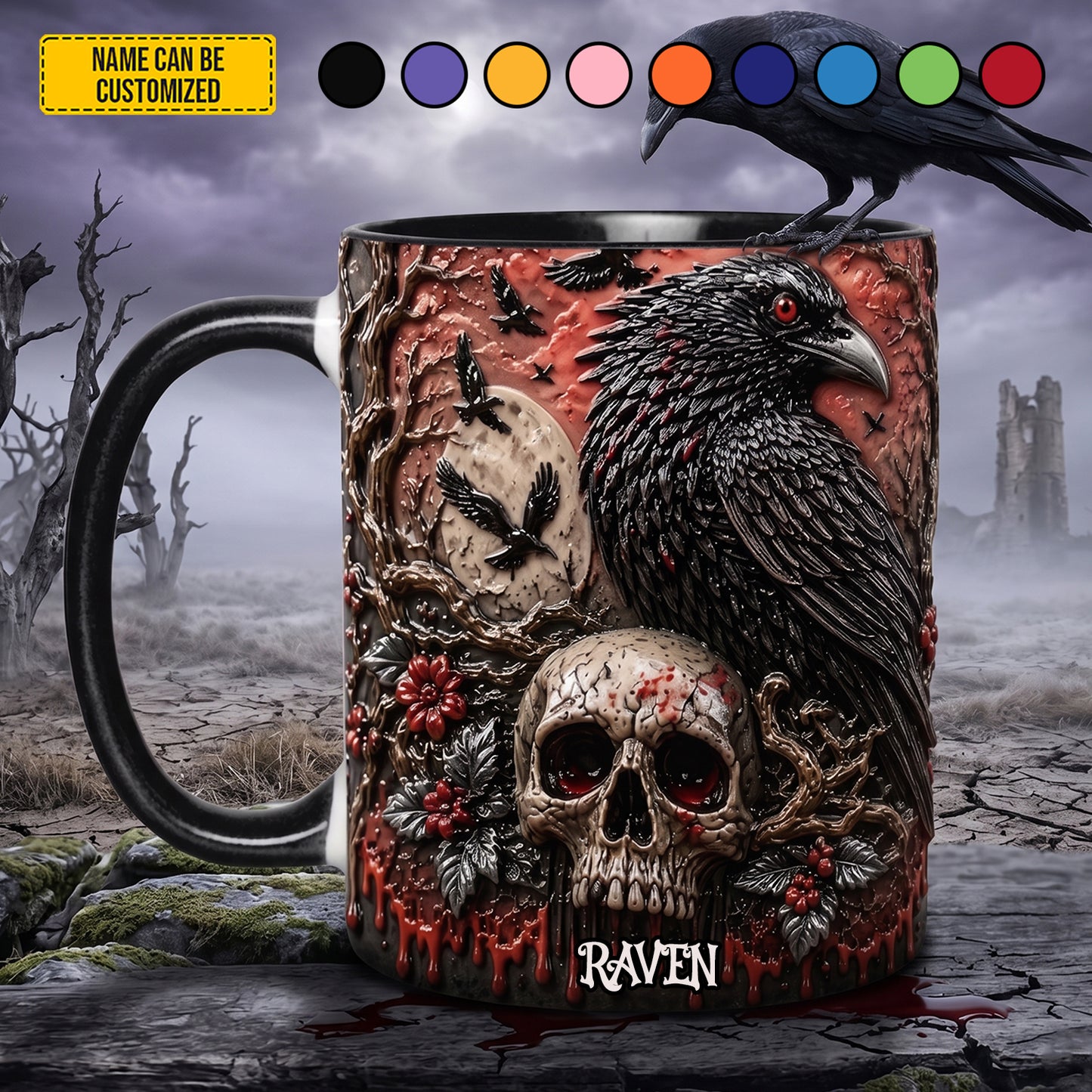 Personalized Raven Gothic Accent Mug