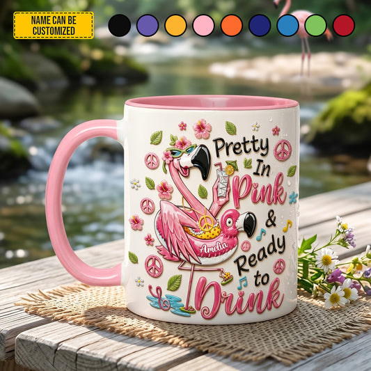 Pretty In Pink - Personalized Flamingo Accent Mug