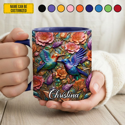 Hummingbird Flowers - Personalized Hummingbird Accent Mug