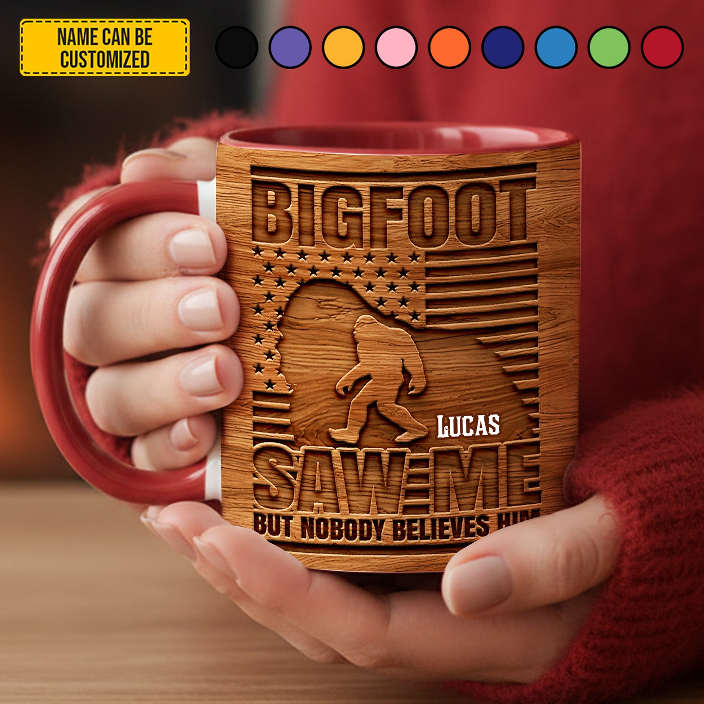 Bigfoot Saw Me - Personalized Bigfoot Accent Mug