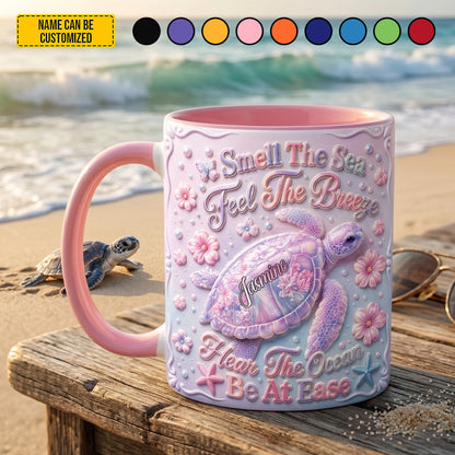 Smell The Sea - Personalized Turtle Accent Mug