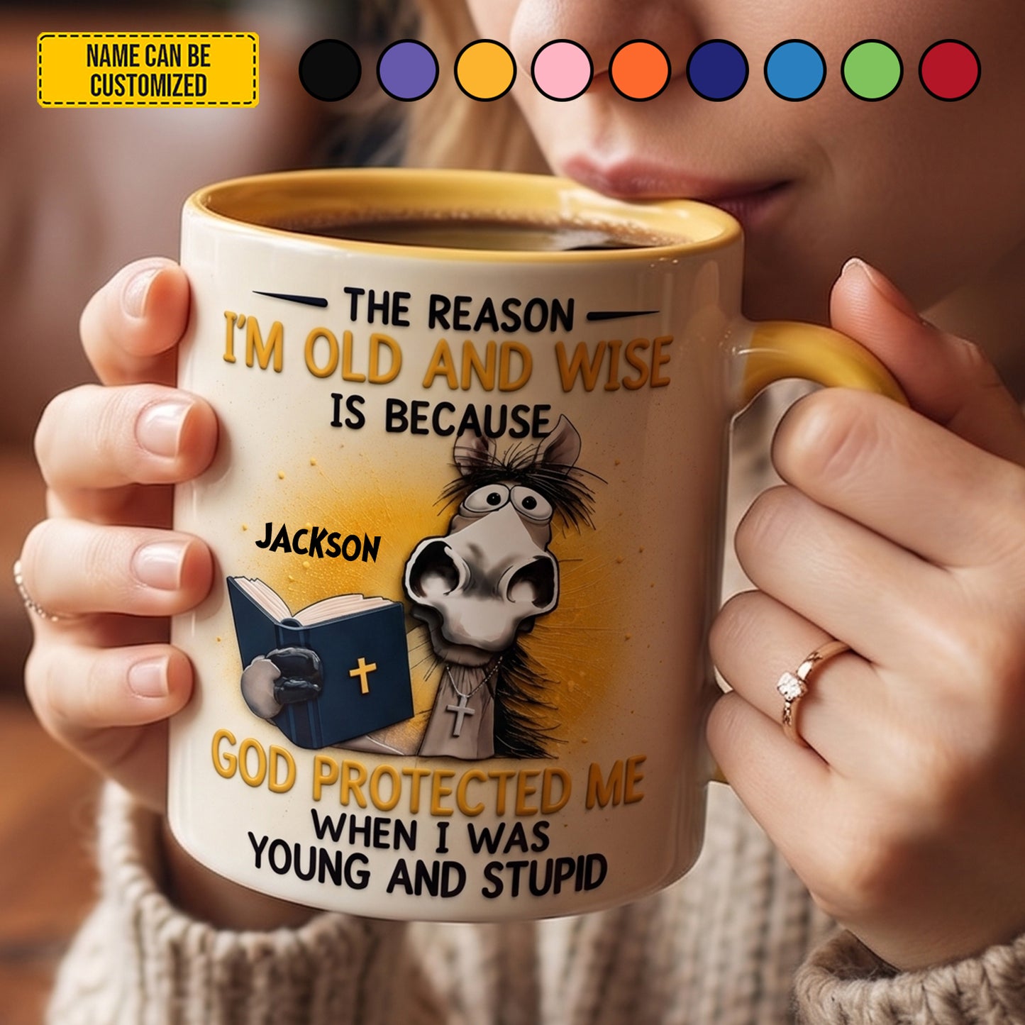 Protected By Grace – Personalized Horse Accent Mug