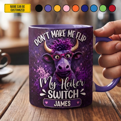 Don't Make Me Flip - Personalized Cow Accent Mug