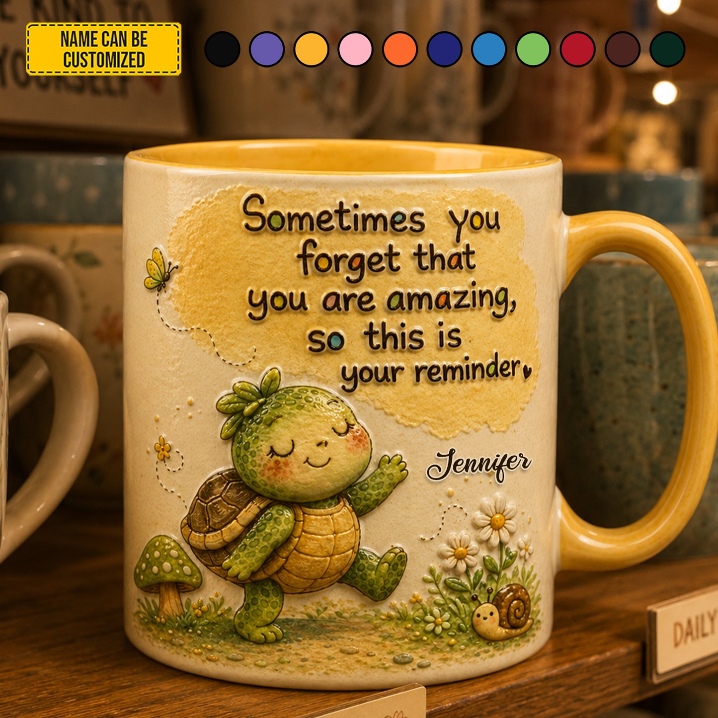 Personalized Cute Turtle Accent Mug