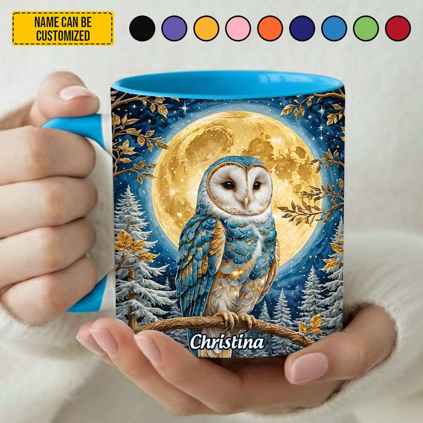 Owl Night Moon - Personalized Owl Accent Mug