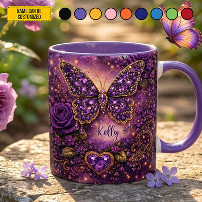 Personalized Sparkle Butterfly Accent Mug