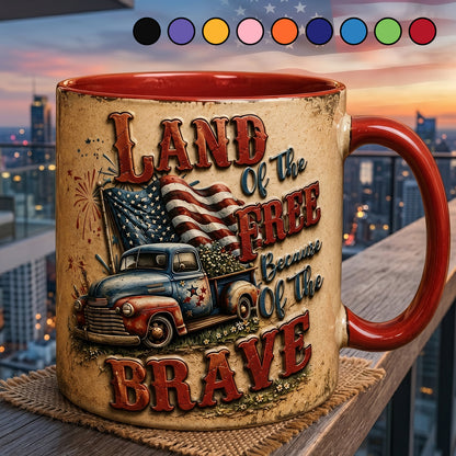 Land Of The Free - Truck Patriotic Accent Mug