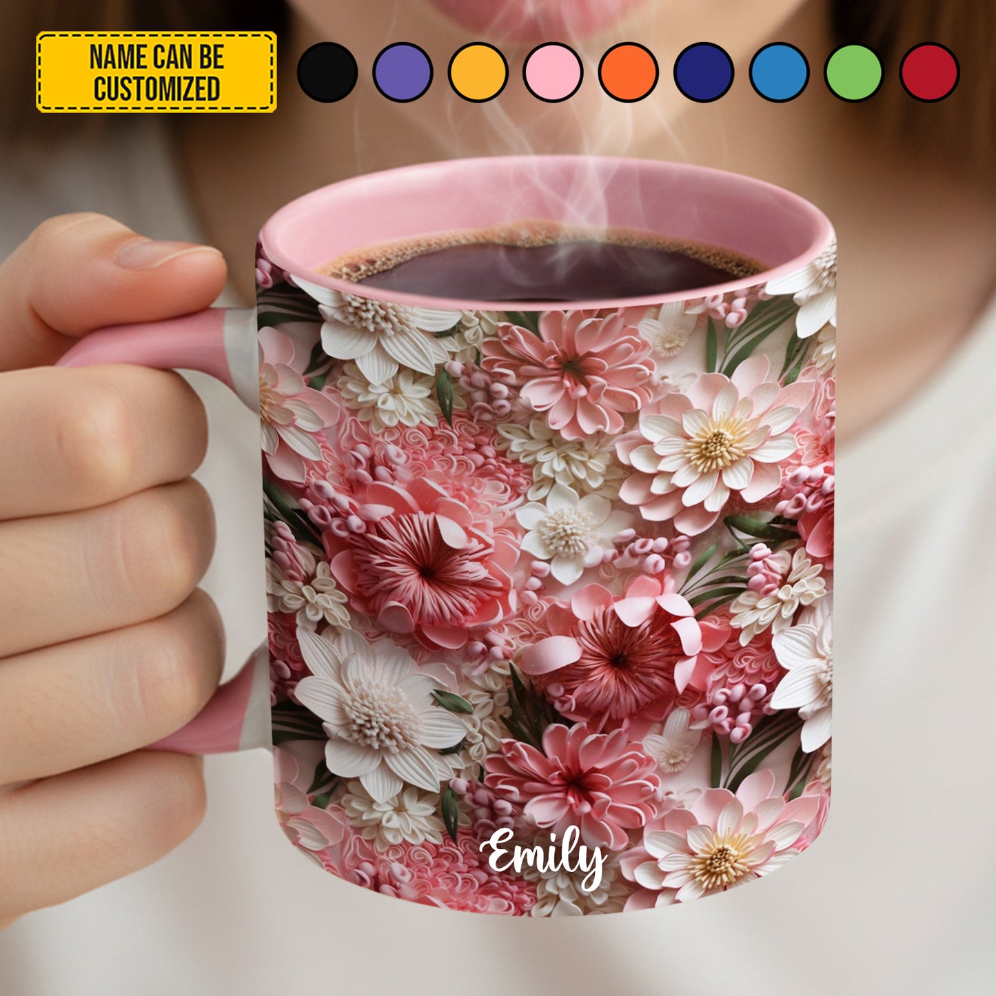 Personalized Colorful Wildflowers Accent Mug